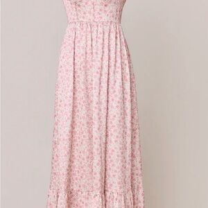 Revelry Valentina Satin Floral Print Dress - Blushing Bride Posey - 7F89